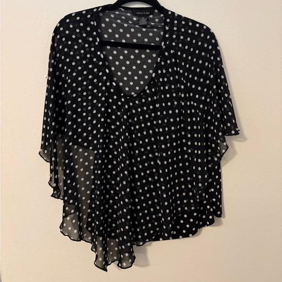 Adele & May Tops - Elegant Black and White Polka Dot Blouse